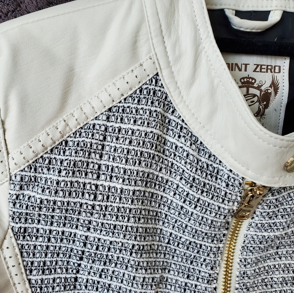 Point Zero white faux-leather jacket w/ wool - Picture 13 of 16